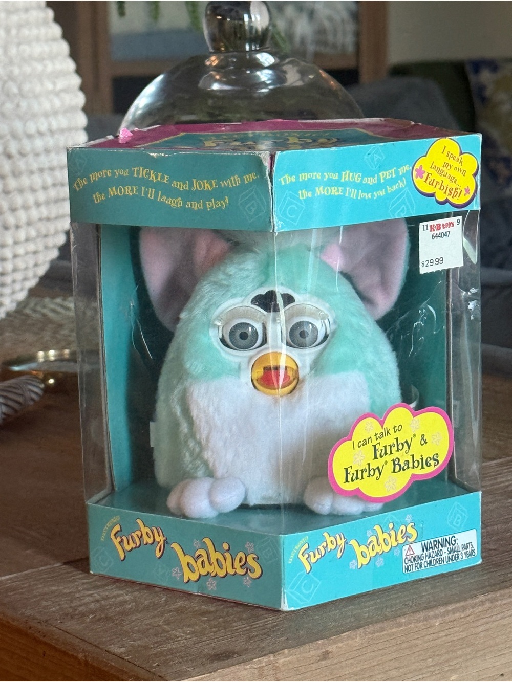 NIB Vintage Hasbro Furby Babies Plush - Mint Green and White Interactive Toy